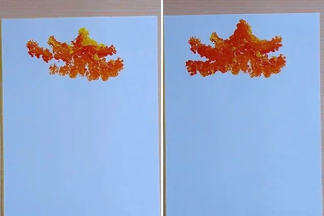 儿童画秋天的景色：棉签印画秋天的大树