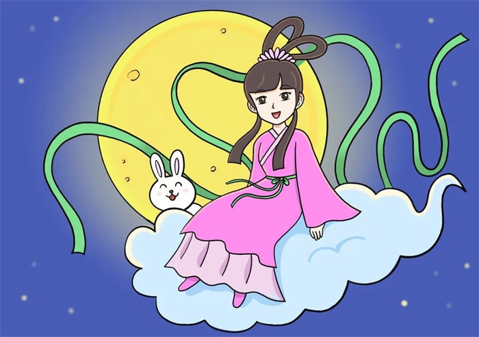 中秋节嫦娥简笔画怎么画简单又漂亮