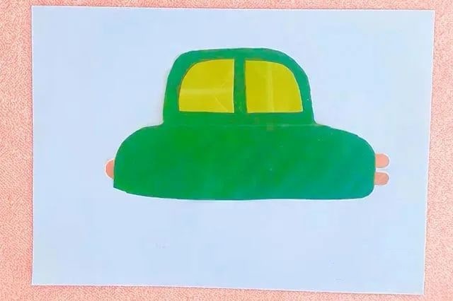 幼儿园树叶手工粘贴画汽车教程