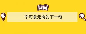 宁可食无肉的下一句