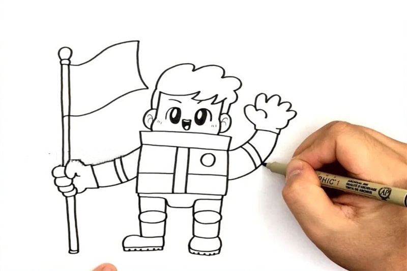 2022年国庆节儿童画教程，给宇航员点个赞