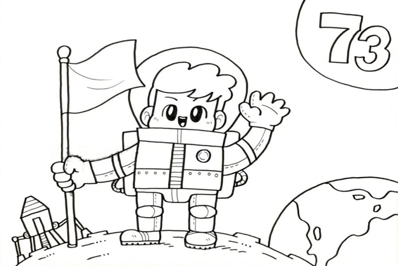 2022年国庆节儿童画教程，给宇航员点个赞