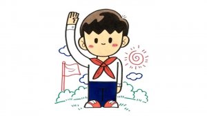 国庆节敬礼男孩简笔画教程图片