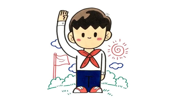 国庆节敬礼男孩简笔画教程图片