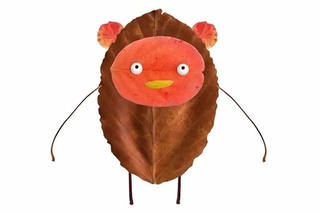 简单树叶手工粘贴画小动物