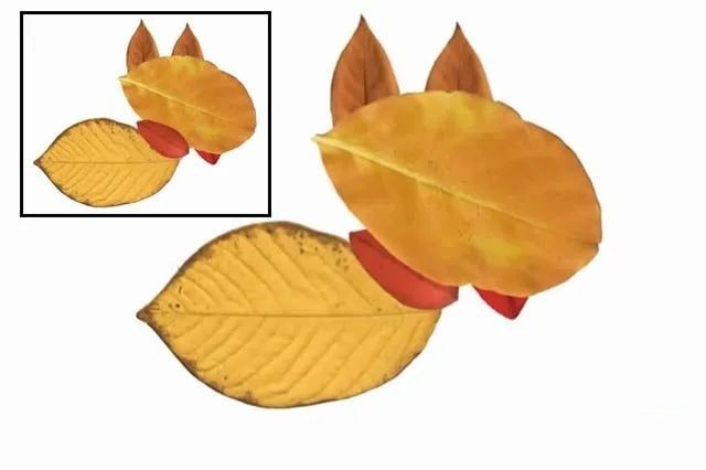 树叶手工粘贴画可爱的小狗教程