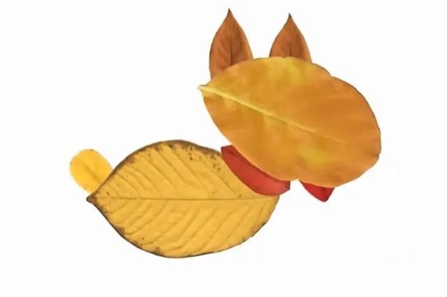 树叶手工粘贴画可爱的小狗教程