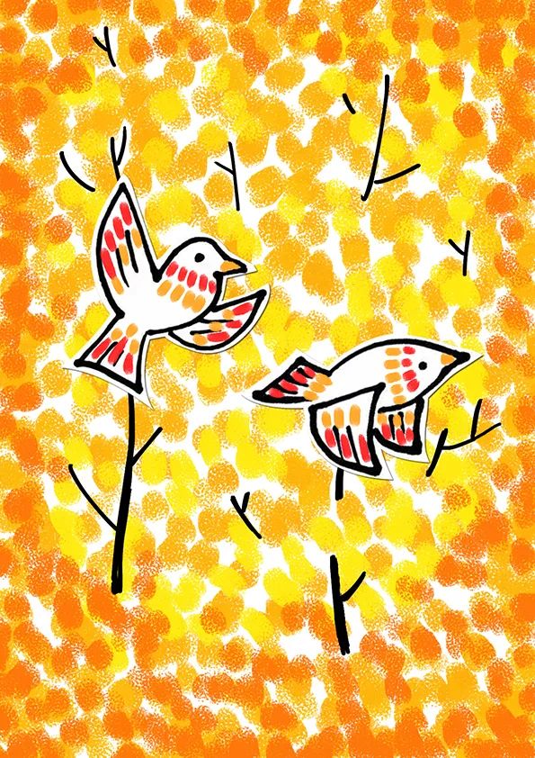 画一幅秋天的画《秋鸟》