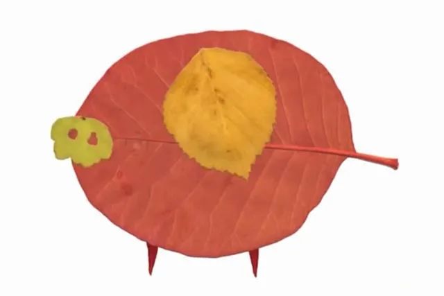 简单树叶手工粘贴画小动物教程