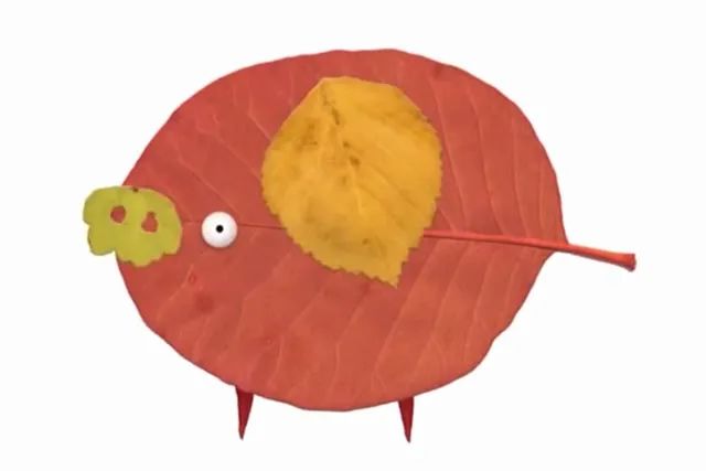 简单树叶手工粘贴画小动物教程