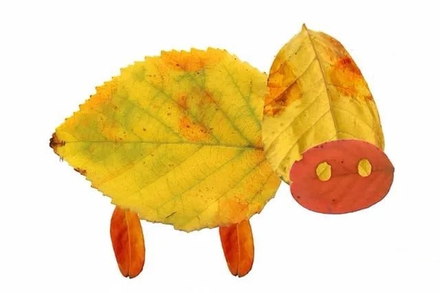 简单树叶手工粘贴画老黄牛教程