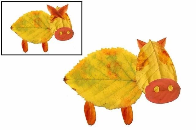 简单树叶手工粘贴画老黄牛教程