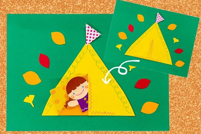 幼儿卡纸手工制作一个漂亮小帐篷
