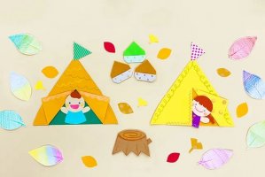 幼儿卡纸手工制作一个漂亮小帐篷