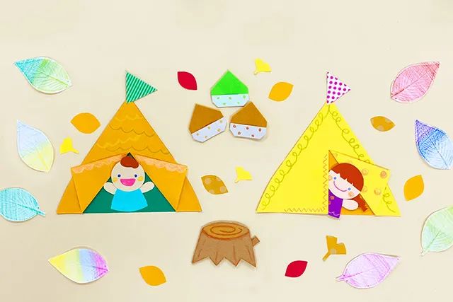 幼儿卡纸手工制作一个漂亮小帐篷