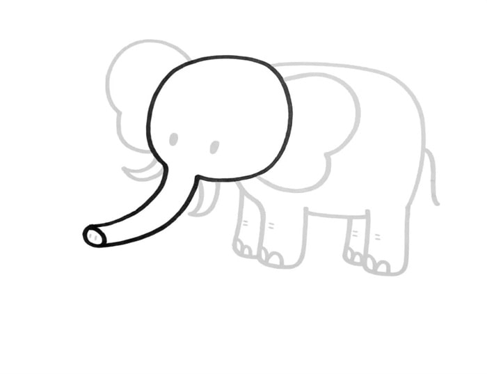 卡通大象简笔画教程图片
