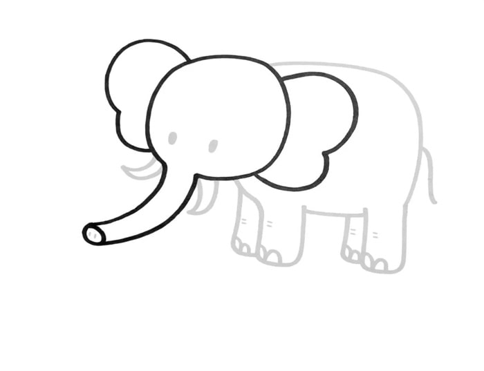 卡通大象简笔画教程图片
