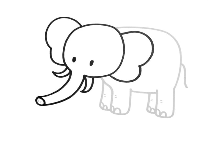 卡通大象简笔画教程图片
