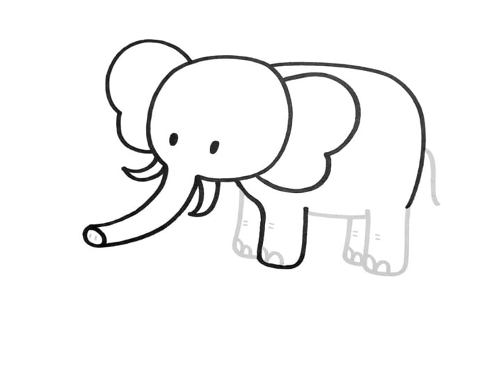 卡通大象简笔画教程图片