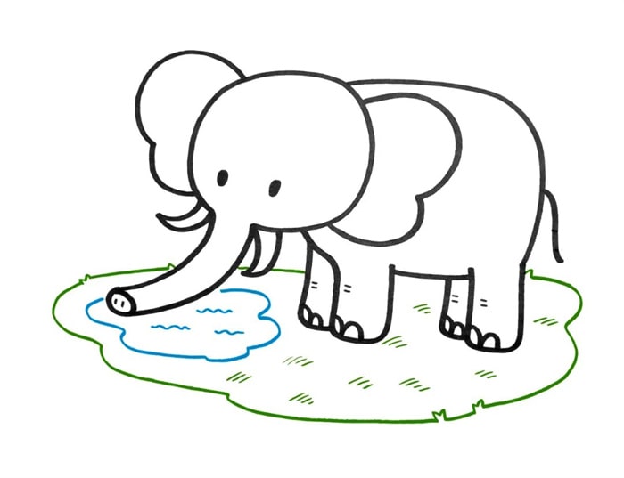 卡通大象简笔画教程图片