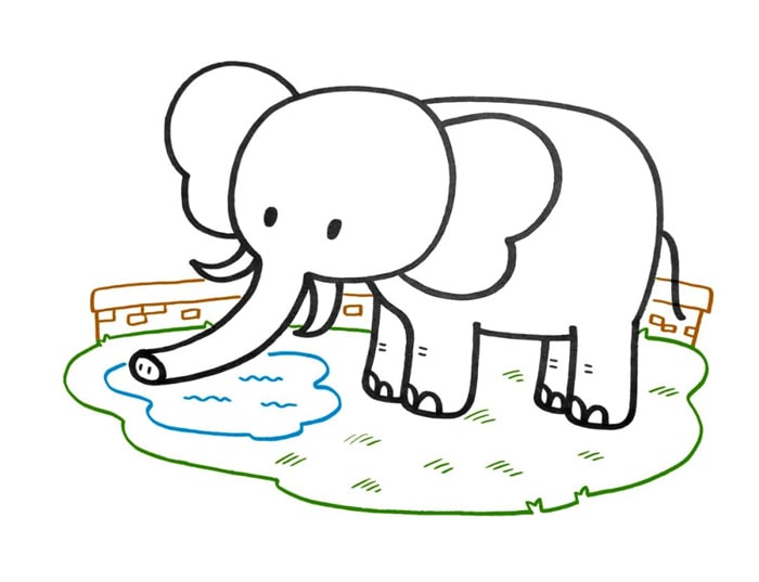 卡通大象简笔画教程图片