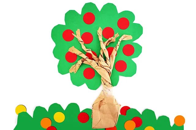 纸袋废物利用手工制作秋天大树