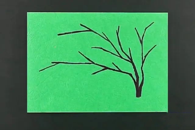 开心果壳创意粘贴画：一群站在树枝上的小鸟