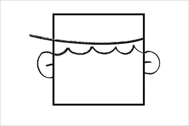 用正方形画小男孩头像简笔画
