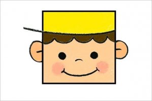用正方形画小男孩头像简笔画