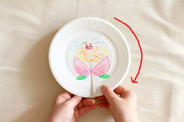 废物利用手工制作旋转纸盘子玩魔术拼图