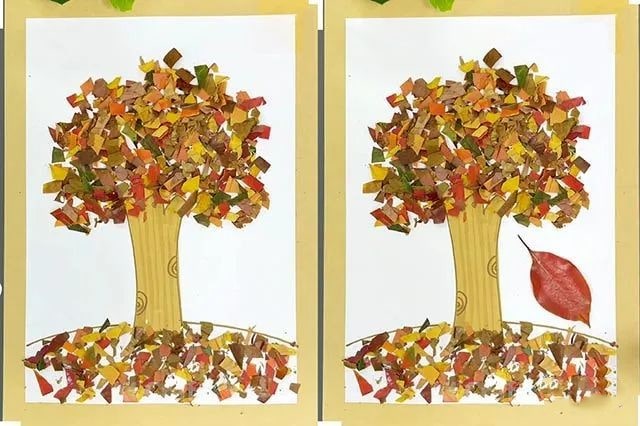 树叶创意手工粘贴画秋天的景色