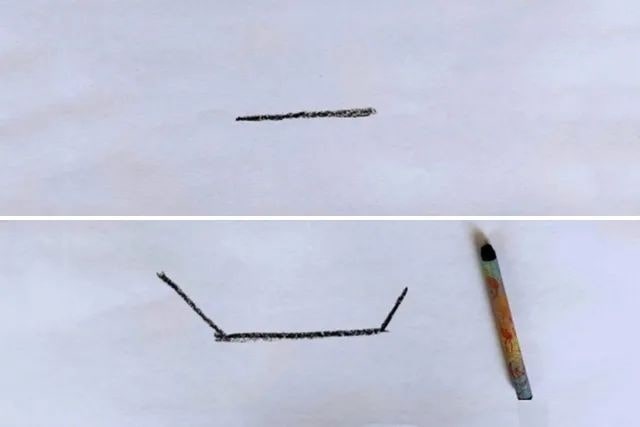 儿童学画画：蜡笔和水彩画落日海面