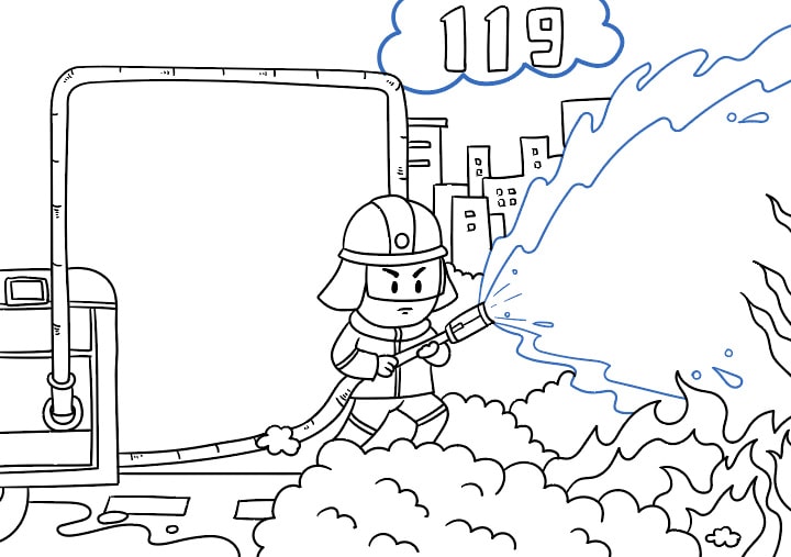 119消防安全手抄报图片教程