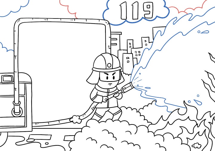 119消防安全手抄报图片教程