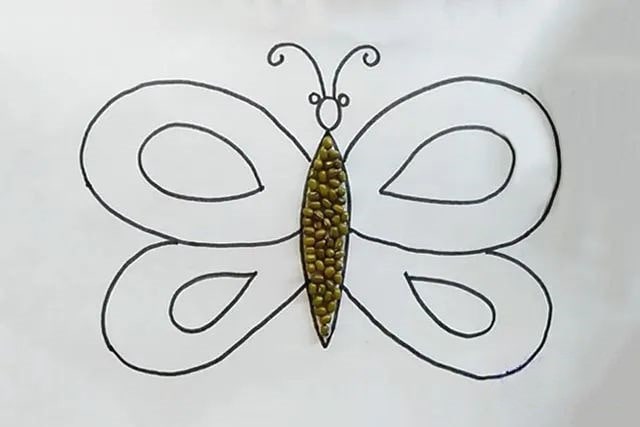 谷物粘贴画蝴蝶简单又漂亮