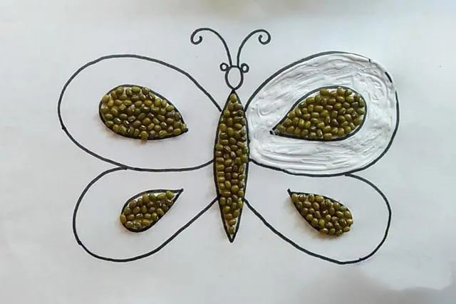 谷物粘贴画蝴蝶简单又漂亮