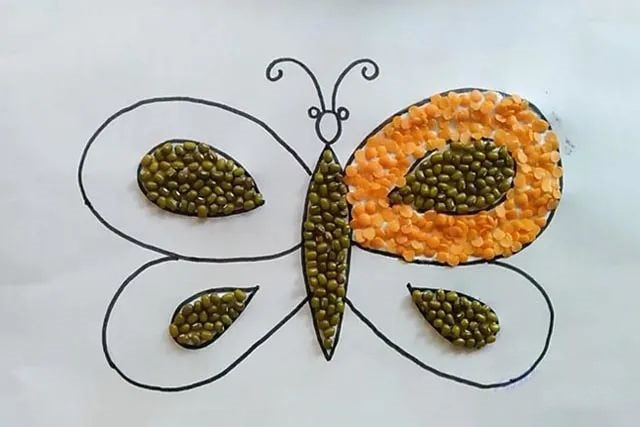 谷物粘贴画蝴蝶简单又漂亮