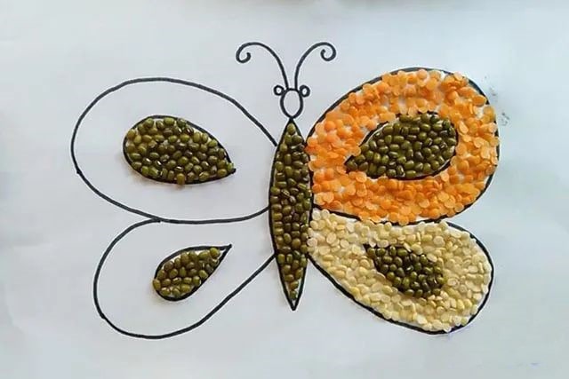 谷物粘贴画蝴蝶简单又漂亮