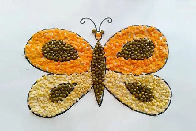 谷物粘贴画蝴蝶简单又漂亮