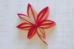 纸条折纸制作立体树叶