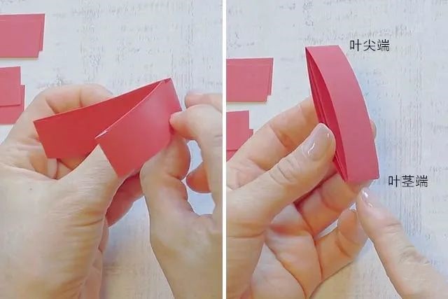 纸条折纸制作立体树叶