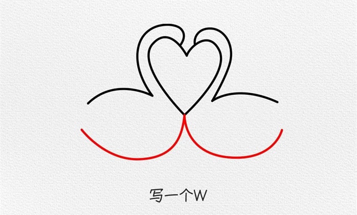 一对恩爱的天鹅简笔画教程