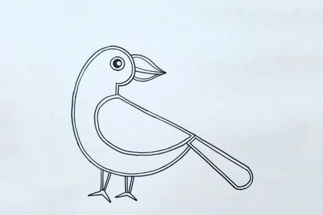 侧面站着的小鸟简笔画教程简单好看