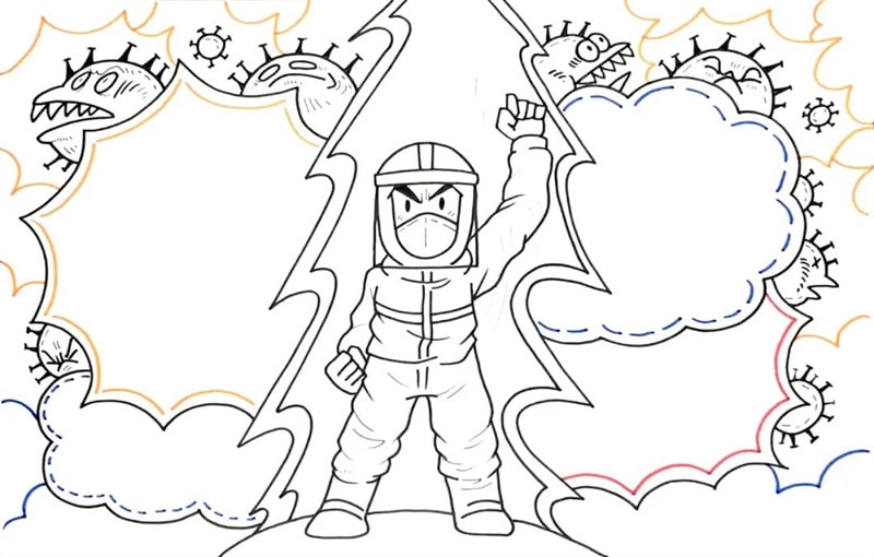 抗击新型冠状病毒手抄报教程图片