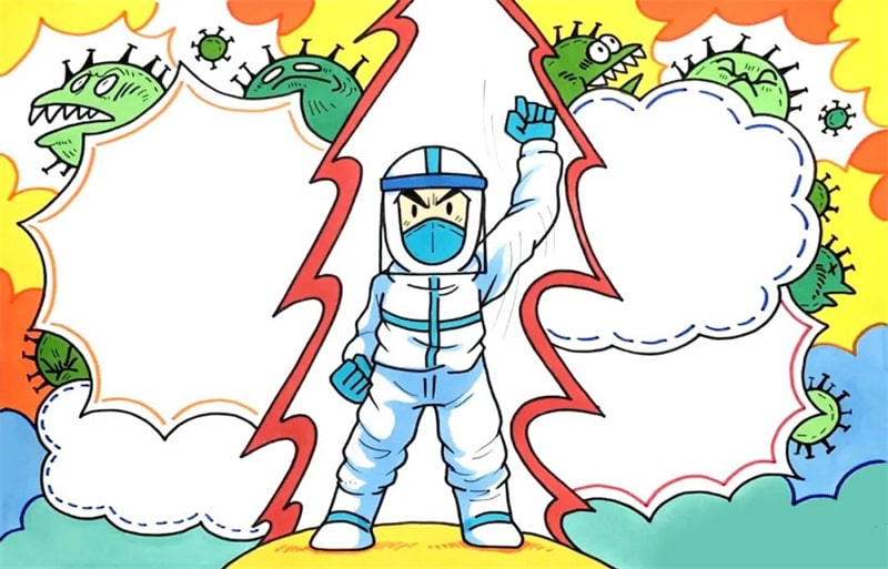 抗击新型冠状病毒手抄报教程图片