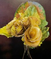 银杏树叶手工制作玫瑰花束教程