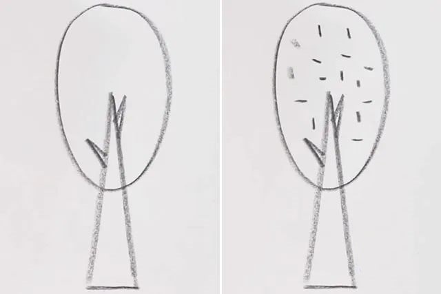 简单图形画5种不同形状的大树简笔画