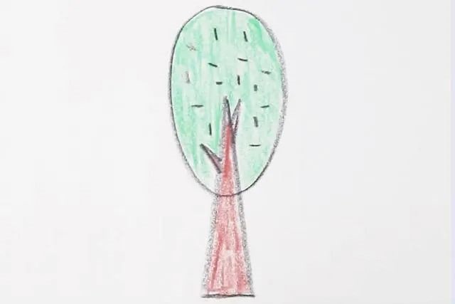 简单图形画5种不同形状的大树简笔画