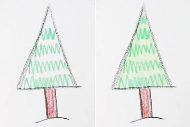 简单图形画5种不同形状的大树简笔画