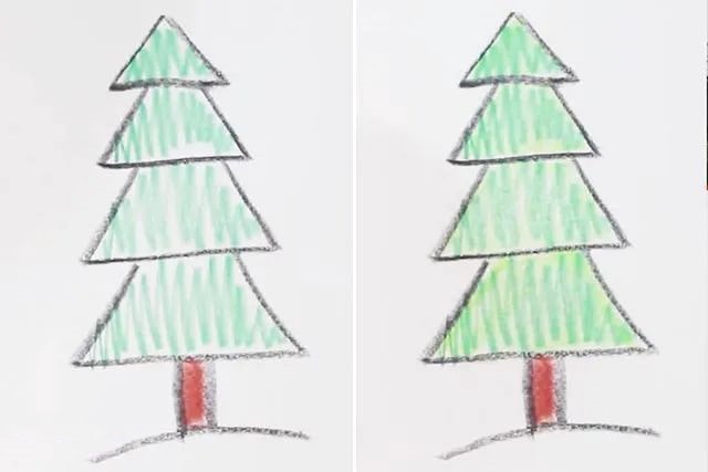 简单图形画5种不同形状的大树简笔画